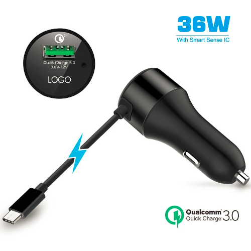 36W PD car charger with cable